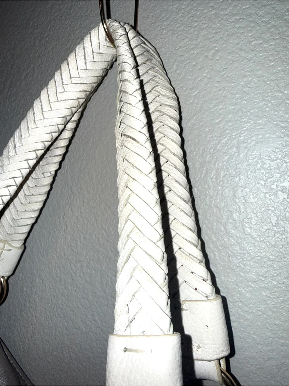 Vince Camuto VV-SIGNE-TO White Swan Pebbled Leather Hobo Handbag Braided Handle